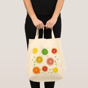 Tropical colorful Citrus SUMMER Orange lemon Slice Tote Bag