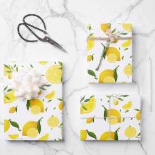 Tropical colorful Citrus SUMMER Orange lemon Slice Wrapping Paper Sheets