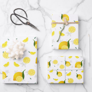 Tropical colorful Citrus SUMMER Orange lemon Slice Wrapping Paper Sheets