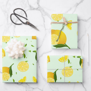 Tropical colorful Citrus SUMMER Orange lemon Slice Wrapping Paper Sheets