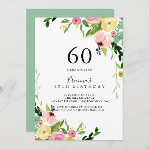 Tropical Colorful Fall Floral 60th Birthday Party Invitation