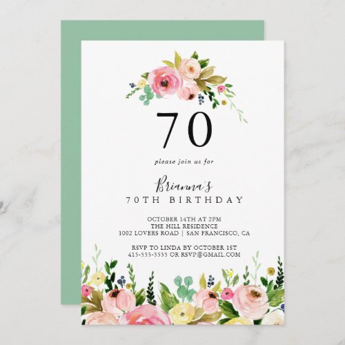 Tropical Colorful Fall Floral 70th Birthday Party Invitation