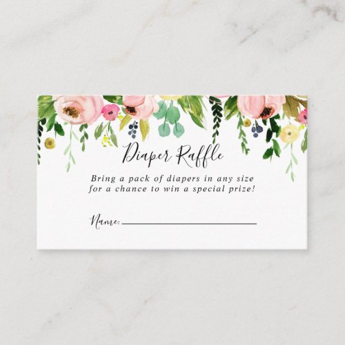Tropical Colorful Fall Floral Diaper Raffle Ticket Enclosure Card