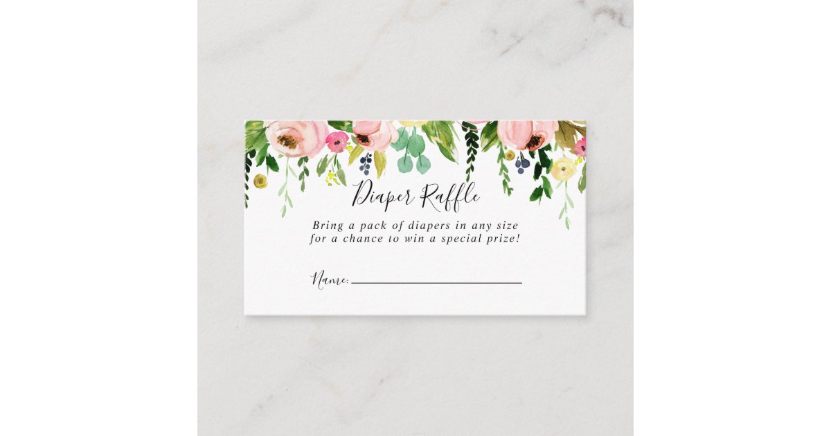 Tropical Colorful Fall Floral Diaper Raffle Ticket Enclosure Card | Zazzle