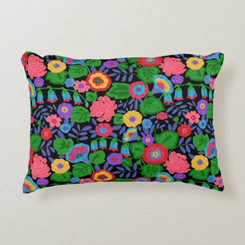 Tropical Colorful Flowers Floral Summer Pattern Accent Pillow