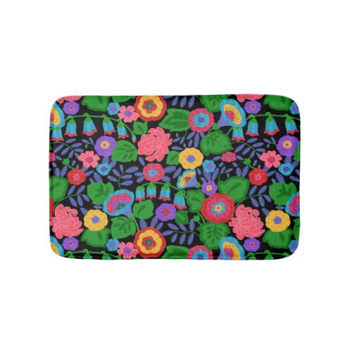 Tropical Colorful Flowers Floral Summer Pattern Bath Mat