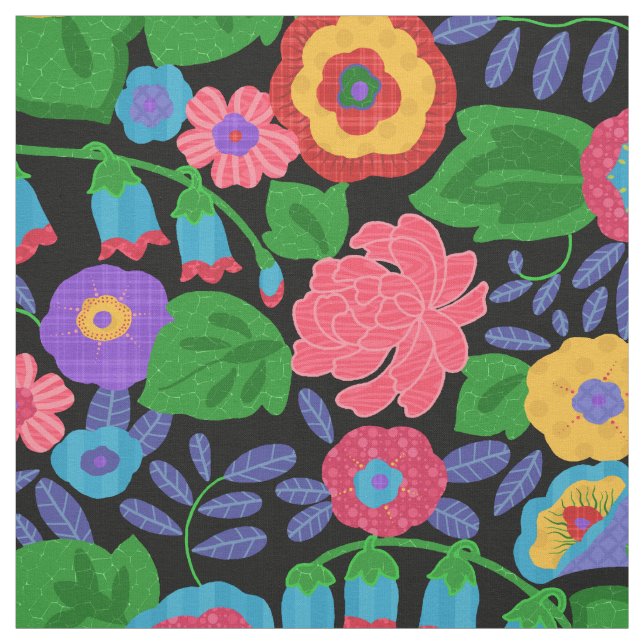 Tropical Colorful Flowers Floral Summer Pattern Fabric (Swatch)