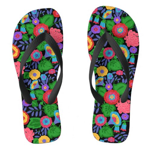 Tropical Colorful Flowers Floral Summer Pattern Flip Flops