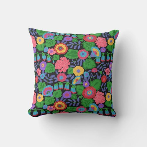 Tropical Colorful Flowers Floral Summer Pattern Outdoor Pillow