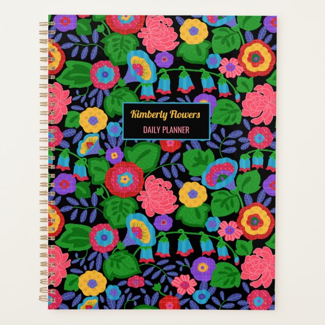 Tropical Colorful Flowers Floral Summer Pattern Planner (Front)