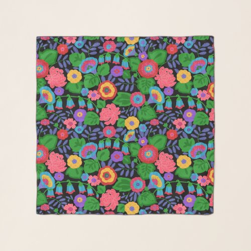 Tropical Colorful Flowers Floral Summer Pattern Scarf