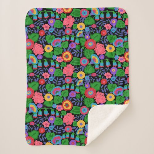 Tropical Colorful Flowers Floral Summer Pattern Sherpa Blanket