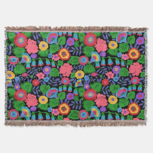 Tropical Colorful Flowers Floral Summer Pattern Throw Blanket