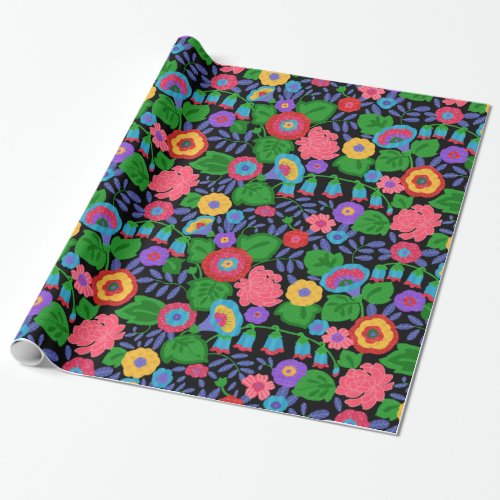 Tropical Colorful Flowers Floral Summer Pattern Wrapping Paper