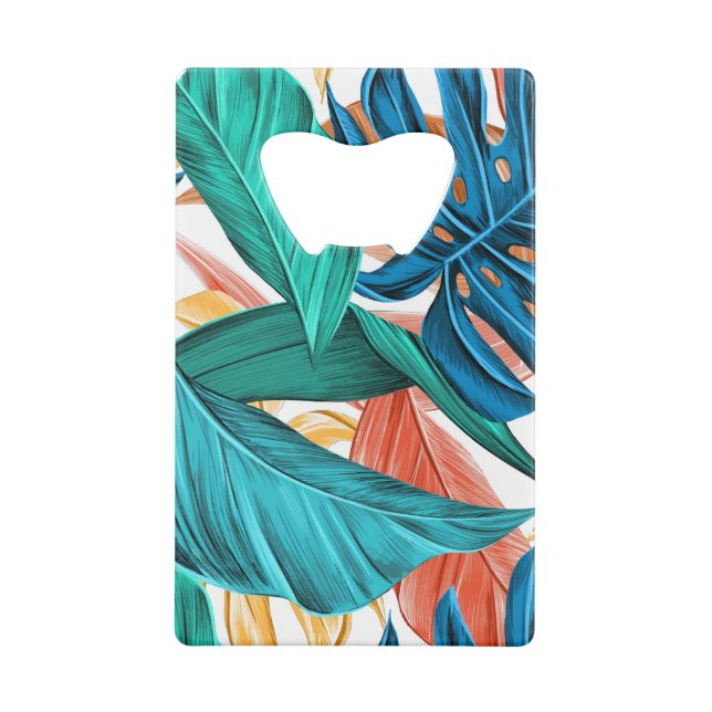 Tropical Colorful Foliage Leaves Nature Credit Card Bottle Opener (Back)