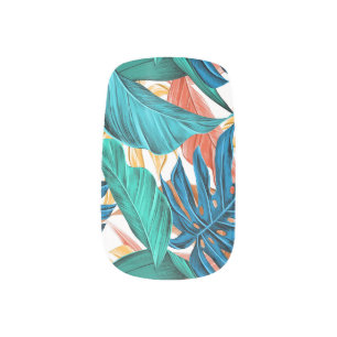 Tropical Colorful Foliage Leaves Teal Fun Fashion  Minx Nail Art