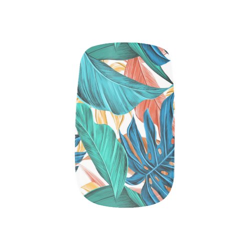 Tropical Colorful Foliage Leaves Teal Fun Fashion  Minx Nail Art