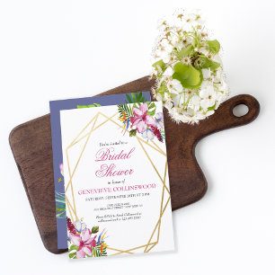 Tropical Colorful Gold Geometric Bridal Shower Invitation