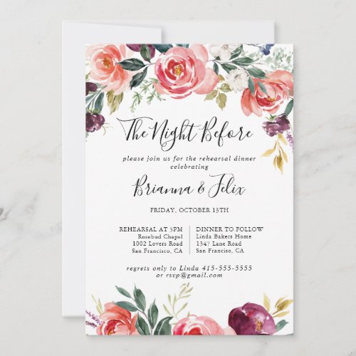 Tropical Colorful Night Before Rehearsal Dinner Invitation