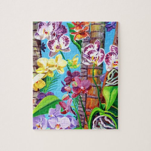 Tropical Colorful Orchids and Palm Trees Puzzles