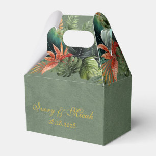 Tropical Colorful Palm Leaves Gold Wedding Custom Favor Boxes