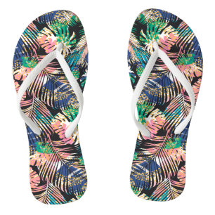 Tropical Colorful Plants Flip Flops