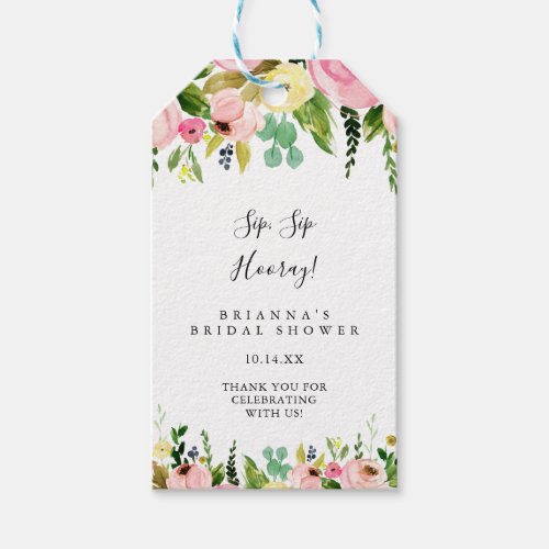 Tropical Colorful Sip Sip Hooray Bridal Shower Gift Tags