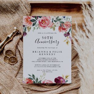 Tropical Colorful Summer 50th Wedding Anniversary Invitation