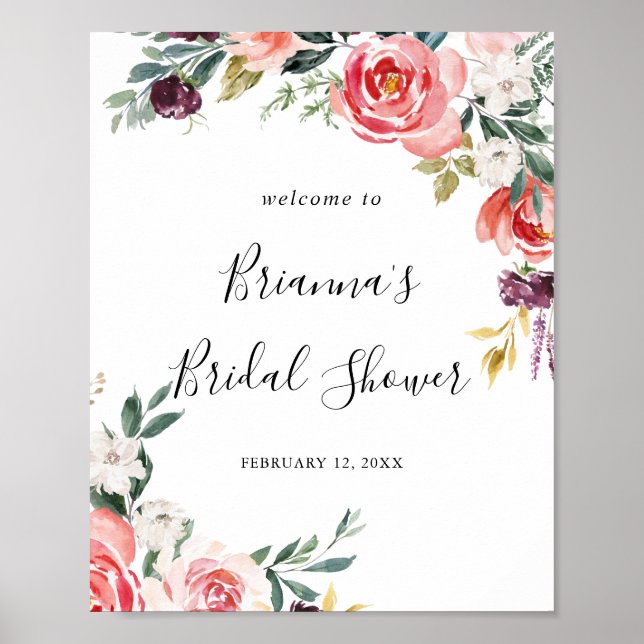 Tropical Colorful Summer Bridal Shower Welcome Poster (Front)