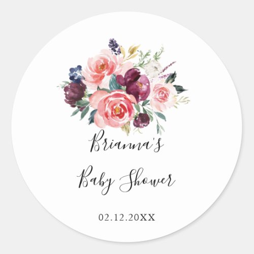Tropical Colorful Summer Floral Baby Shower Favor Classic Round Sticker