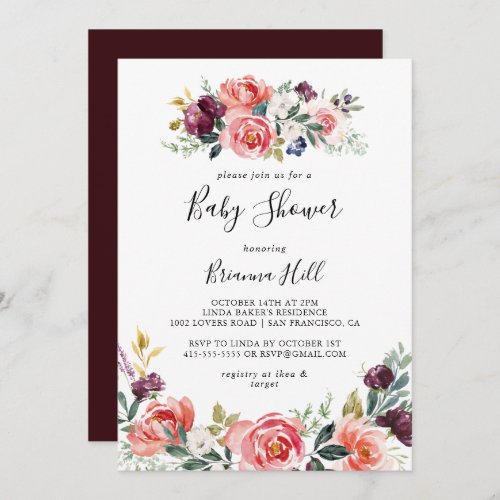 Tropical Colorful Summer Floral Baby Shower Invitation