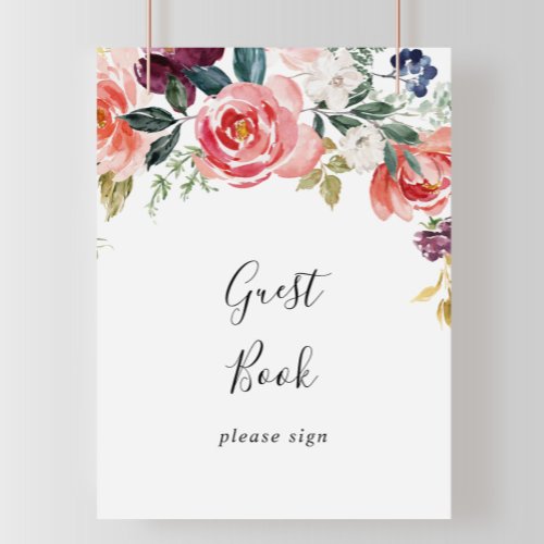 Tropical Colorful Summer Floral Guest Book Sign