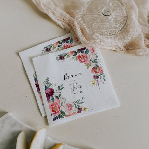 Tropical Colorful Summer Floral Minimalist Wedding Napkins