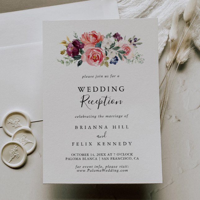 Tropical Colorful Summer Floral Wedding Reception Invitation (Creator Uploaded)