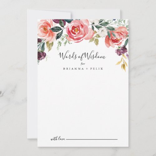 Tropical Colorful Summer Wedding Words of Wisdom Advice Card