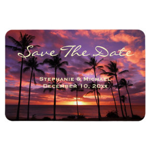 Tropical Colorful Sunset "Save The Date" Magnet