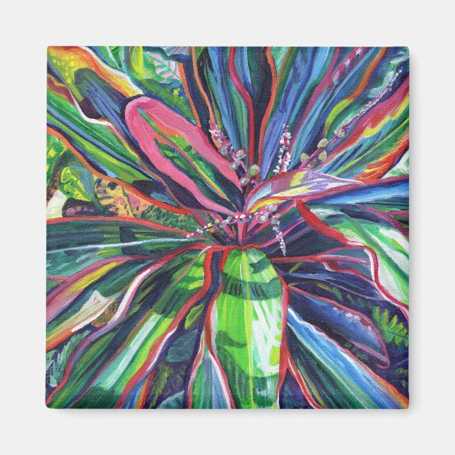 Tropical Colorful Ti Leaves Magnet (Front)