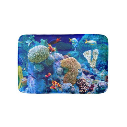 Tropical Colorful Undersea Coral Reef Bath Mat