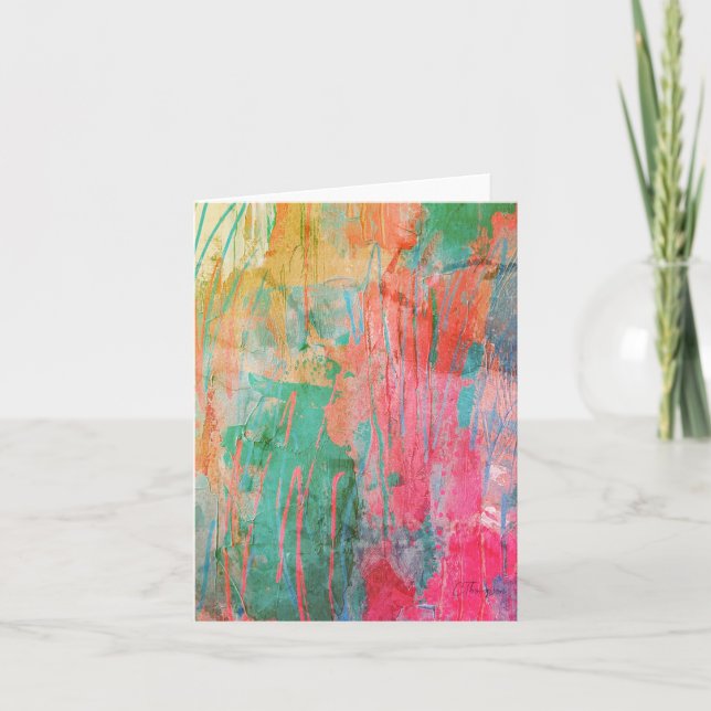 Tropical Colors Abstract All Occasion Folded  Note Card (Front)