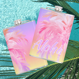 Tropical Colors Aloha Palm Tree Flask
