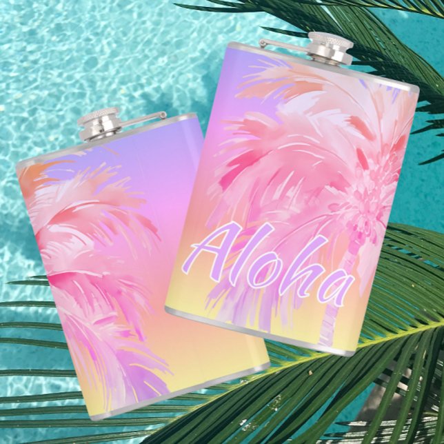 Tropical Colors Aloha Palm Tree  Flask (It’s always five o’clock somewhere!)
