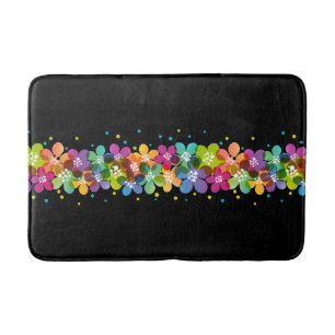 Tropical Colors Floral Graphic  Bath Mat