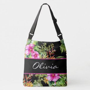 Tropical Colors Floral Name Crossbody Bag