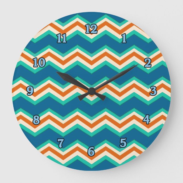 Tropical Colors Zig Zag Clock (Front)