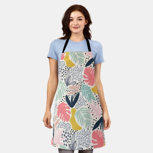 Tropical Colourful Palm Leaf Pattern Apron