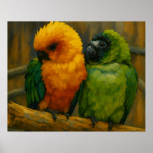 Tropical Companions – Colorful Parrot Pair Poster