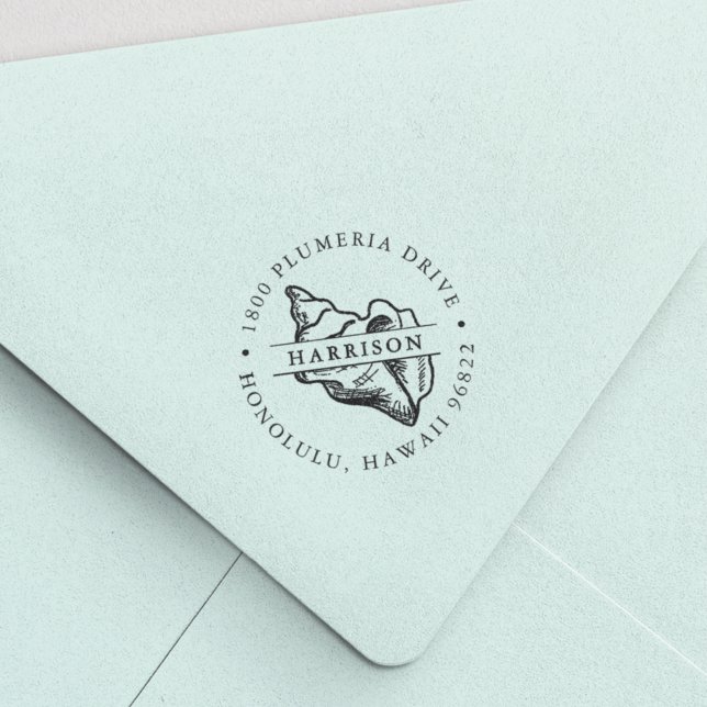 Tropical Conch Shell Round Return Address Self-inking Stamp (Creator Uploaded)