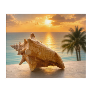 Tropical Conch Shell Sunset Acrylic Wall Art