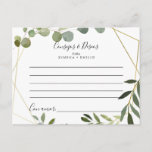 Tropical Consejos y Deseos Wedding Advice Card<br><div class="desc">This tropical consejos y deseos wedding advice card is perfect for a modern Spanish wedding. The design features hand-painted beautiful green leaves, adorning a gold geometric frame. These cards are perfect for a wedding, bridal shower, baby shower, graduation party & more. Personalize the cards with the names of the bride...</div>