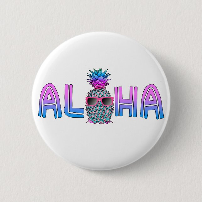 Tropical Cool Aloha Pineapple Button (Front)